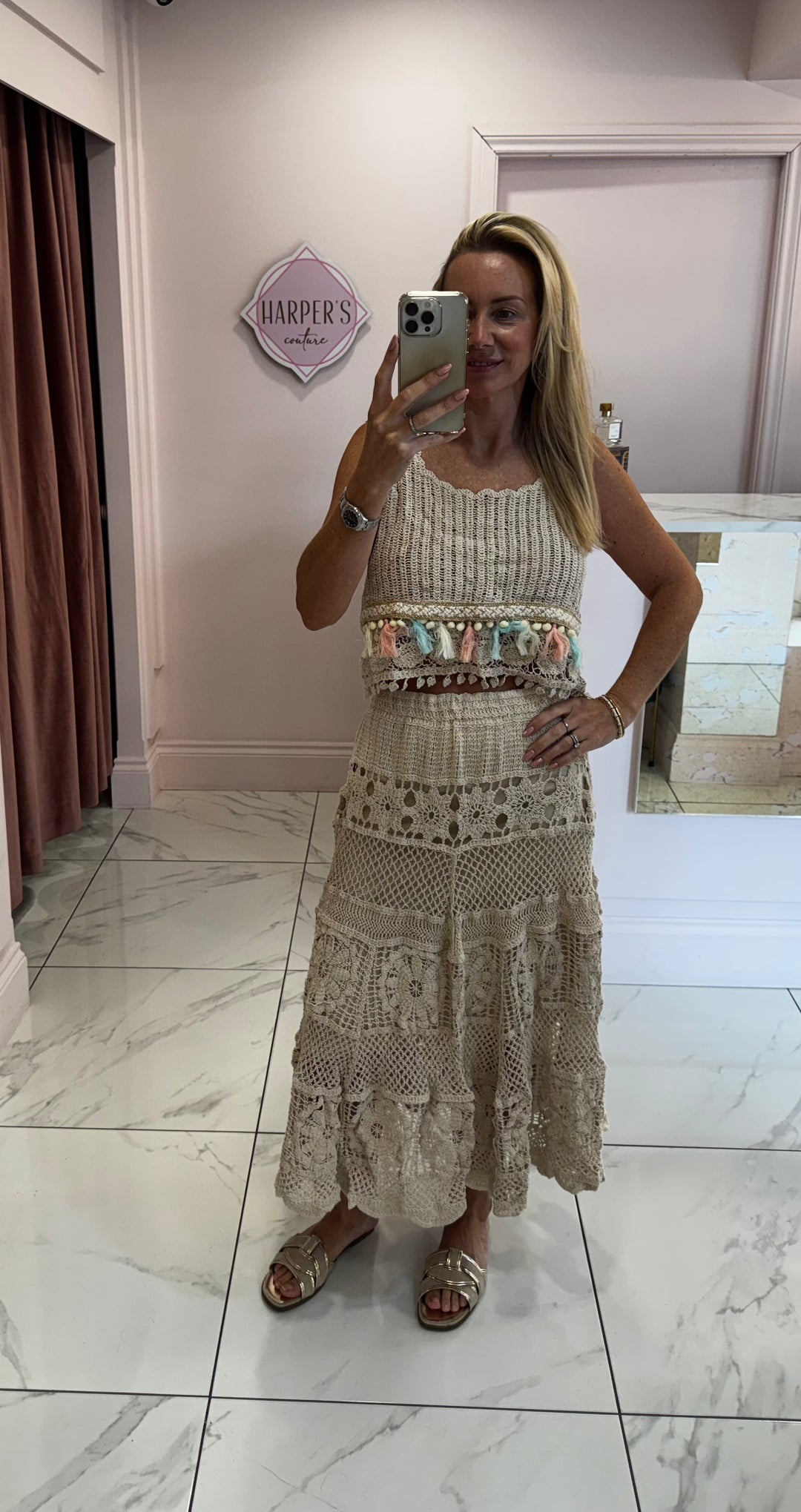 Izzy Crochet Top & Skirt Co Ord Set