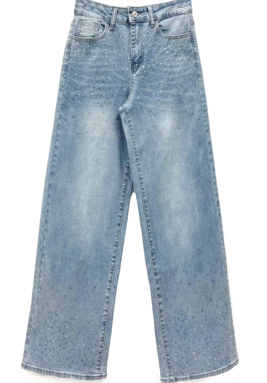 Andrea Wide Fit Blue & Silver Ombre Sparkle Stretch Jeans