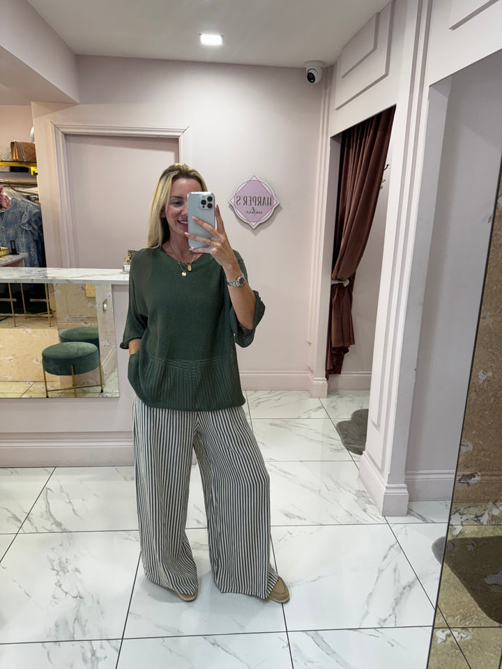 Blair Khaki Colour Fine Knit Top