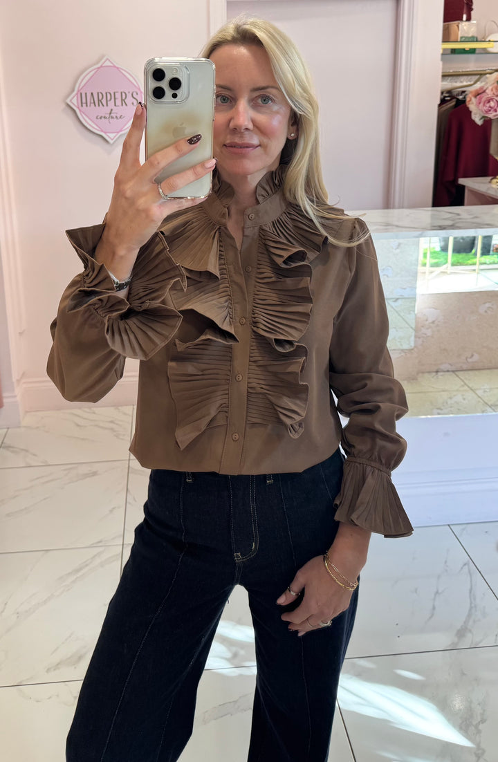 Ella Ruffle Front & Cuff Detail Blouse