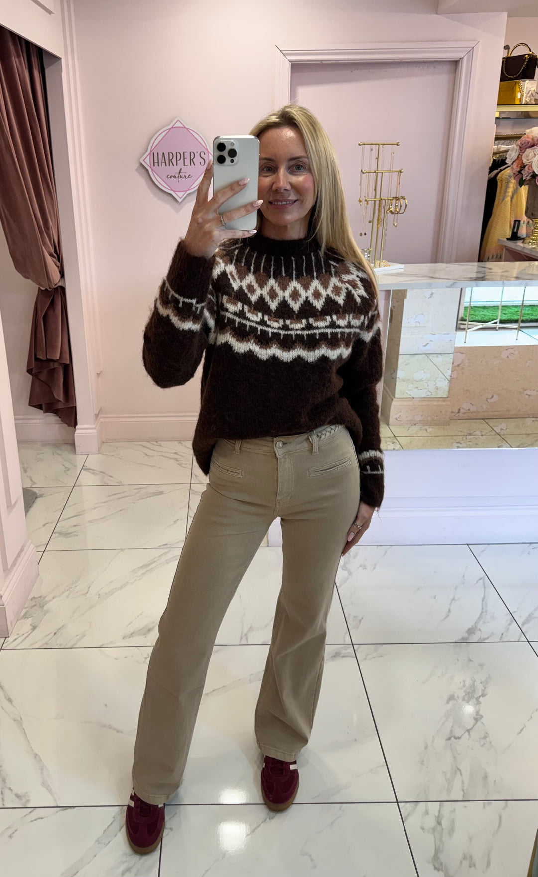 Fern Chocolate Apres Ski Knit Jumper