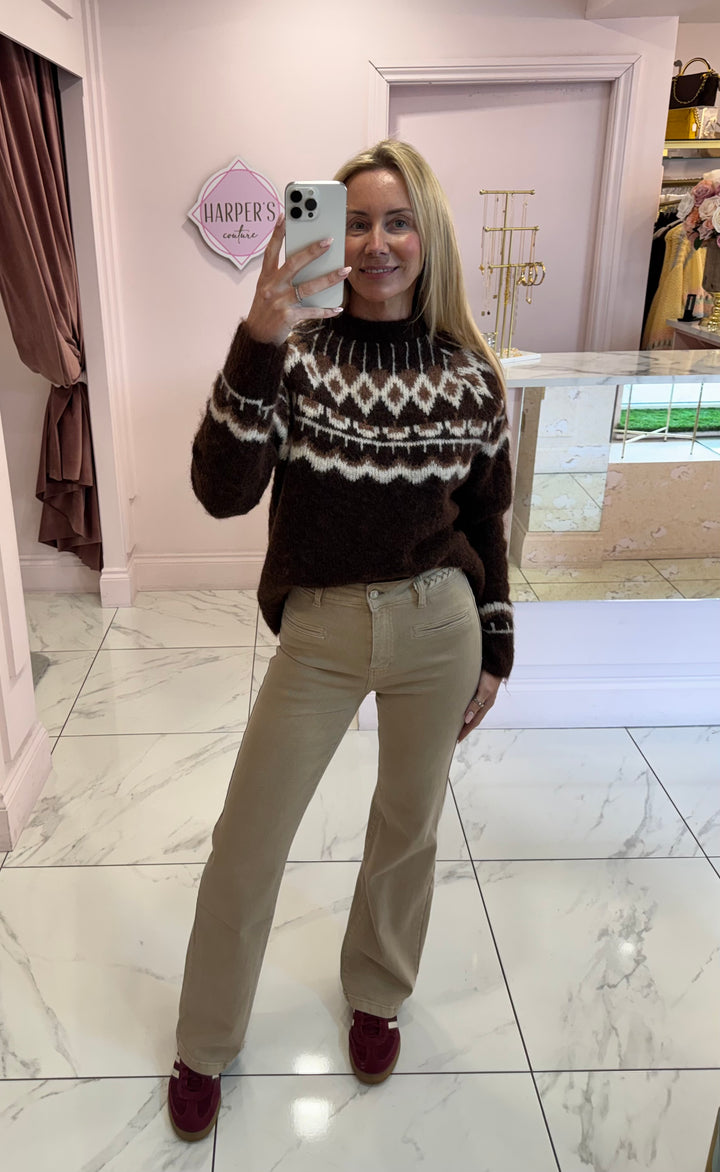 Fern Chocolate Apres Ski Knit Jumper