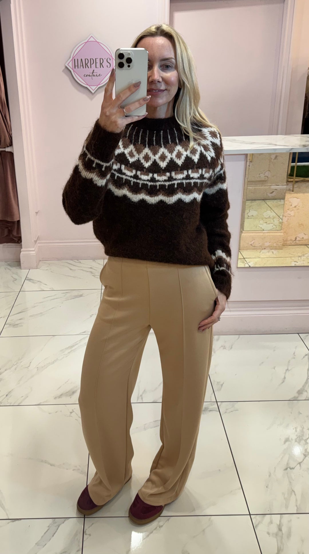 Fern Chocolate Apres Ski Knit Jumper