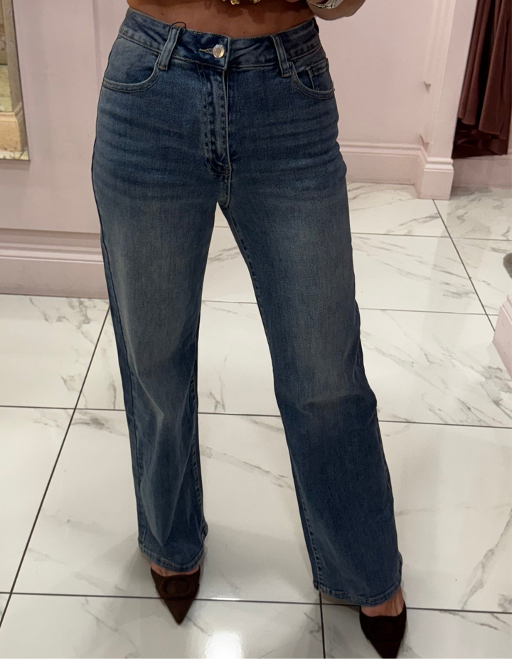 Josie Dad Fit Wide Jeans
