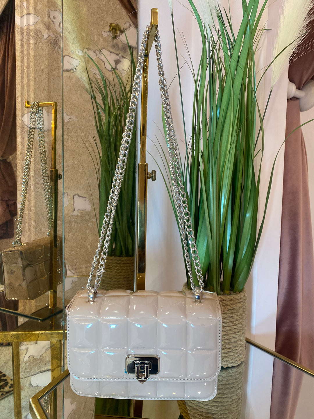 Tia Quilted Bag With Silver Chain