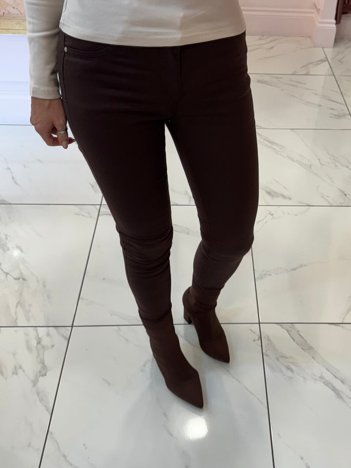 Carly Chocolate Brown Skinny Stretch Jeans