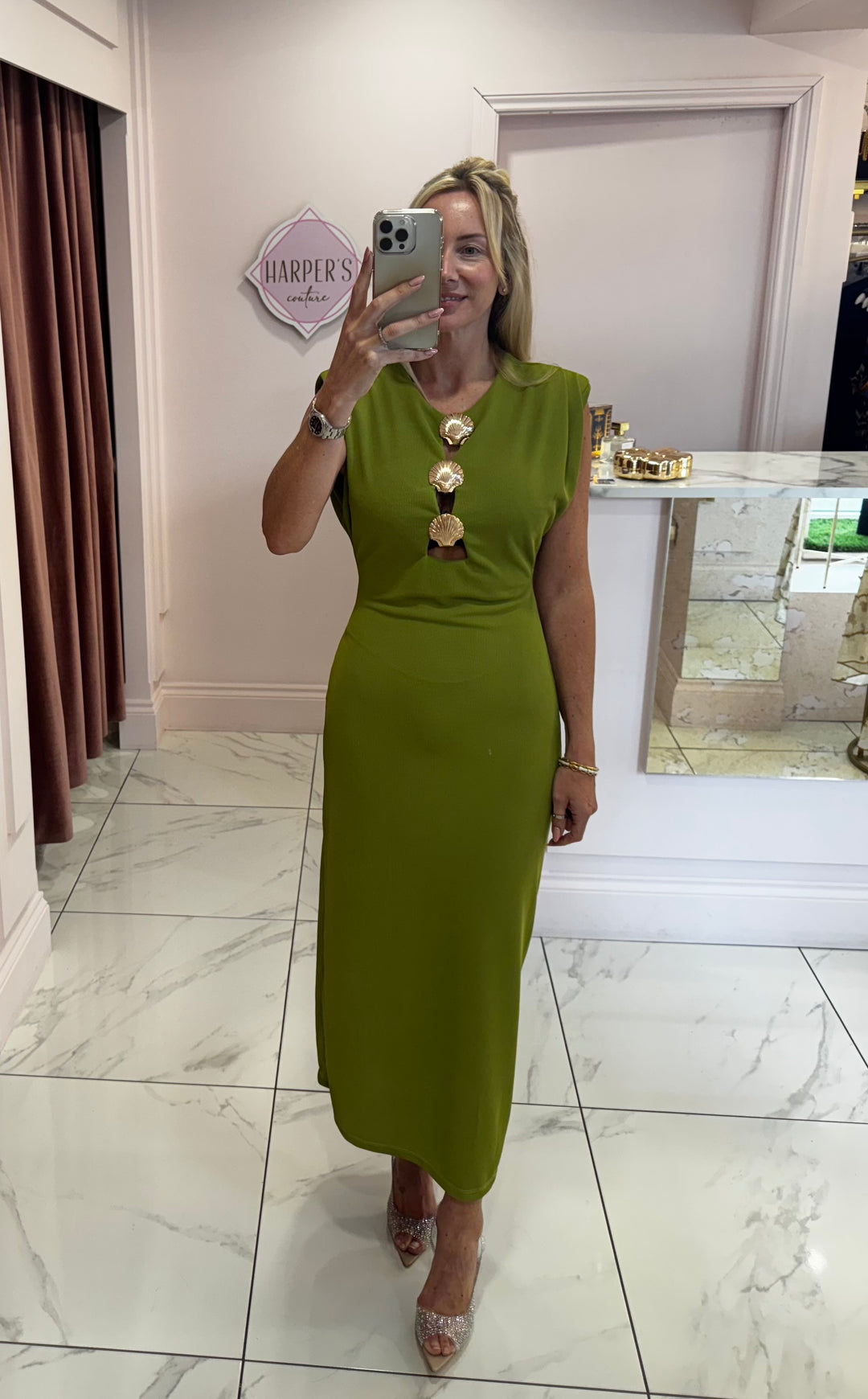 Melinda Green Shell Detail Dress