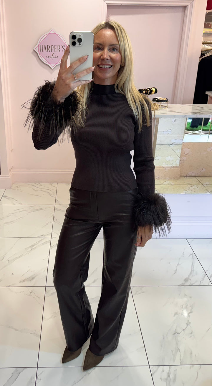 Valentina Faux Leather Wide Leg Trousers