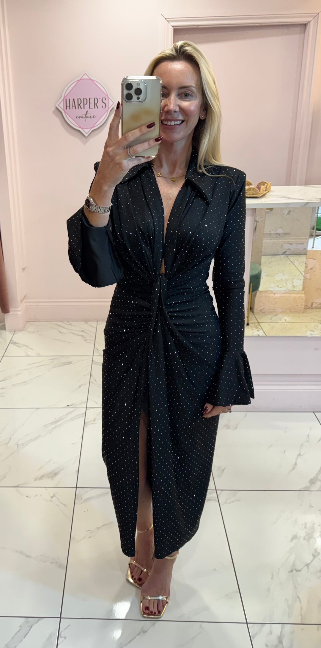 Selina Sparkle Embellished Diamanté Midi Dress