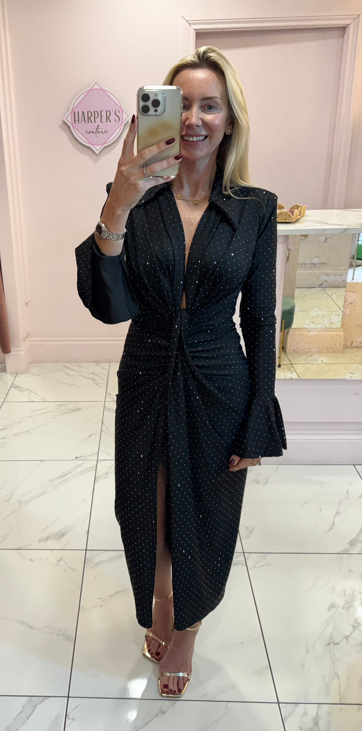 Selina Sparkle Embellished Diamanté Midi Dress