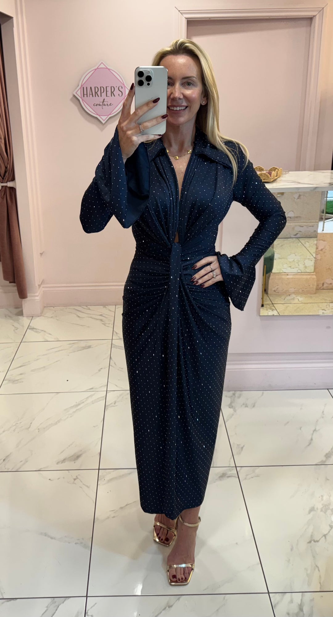 Selina Sparkle Embellished Diamanté Midi Dress