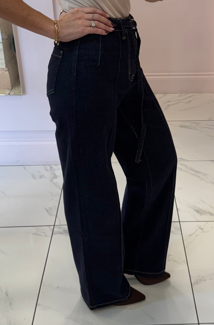 Charlie Indigo Seam Front Jeans with detachable belt