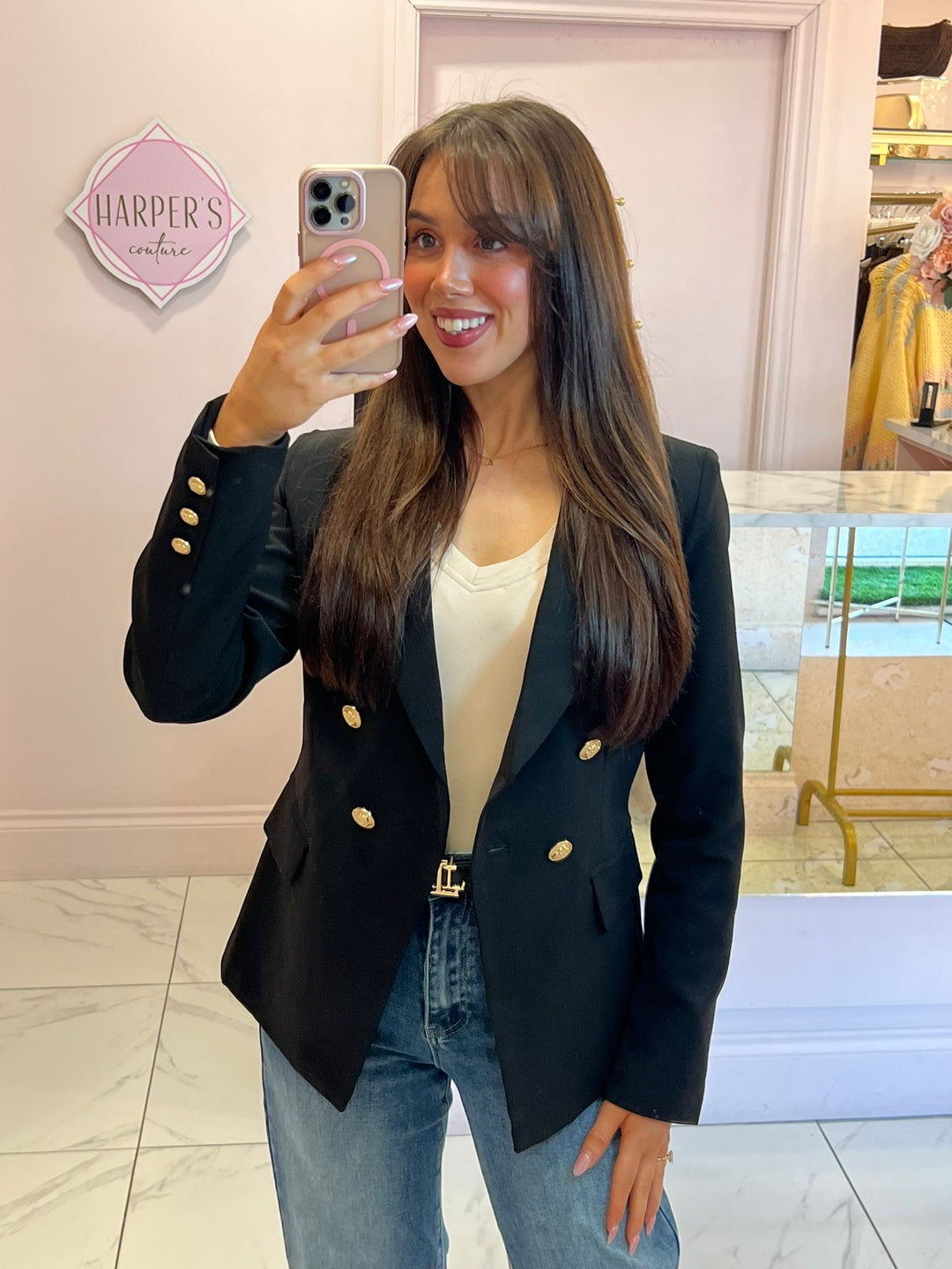 Alena Gold Button Inspired Blazer