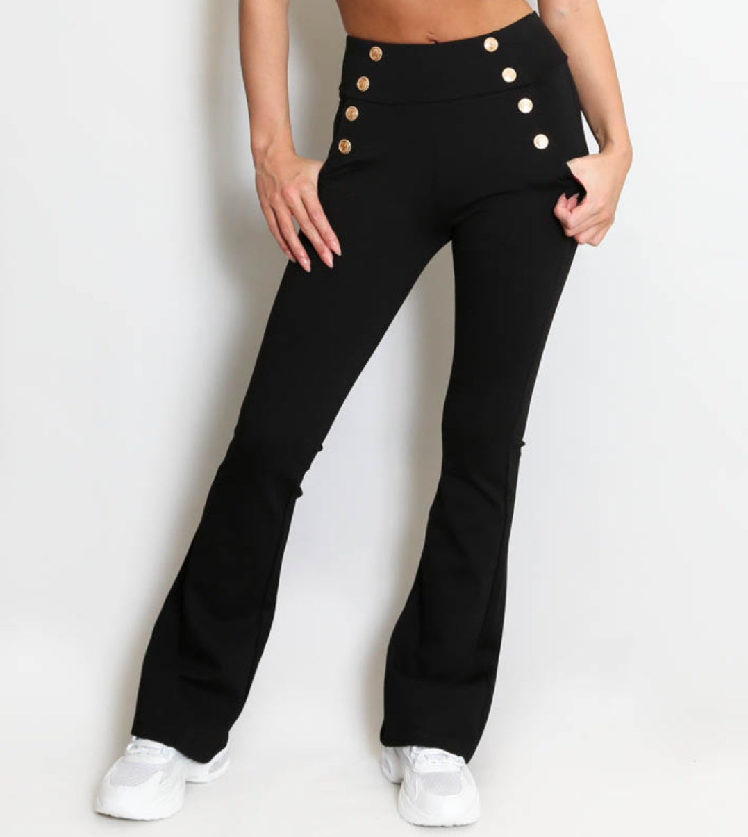 Kyrie Black Gold Button Trousers