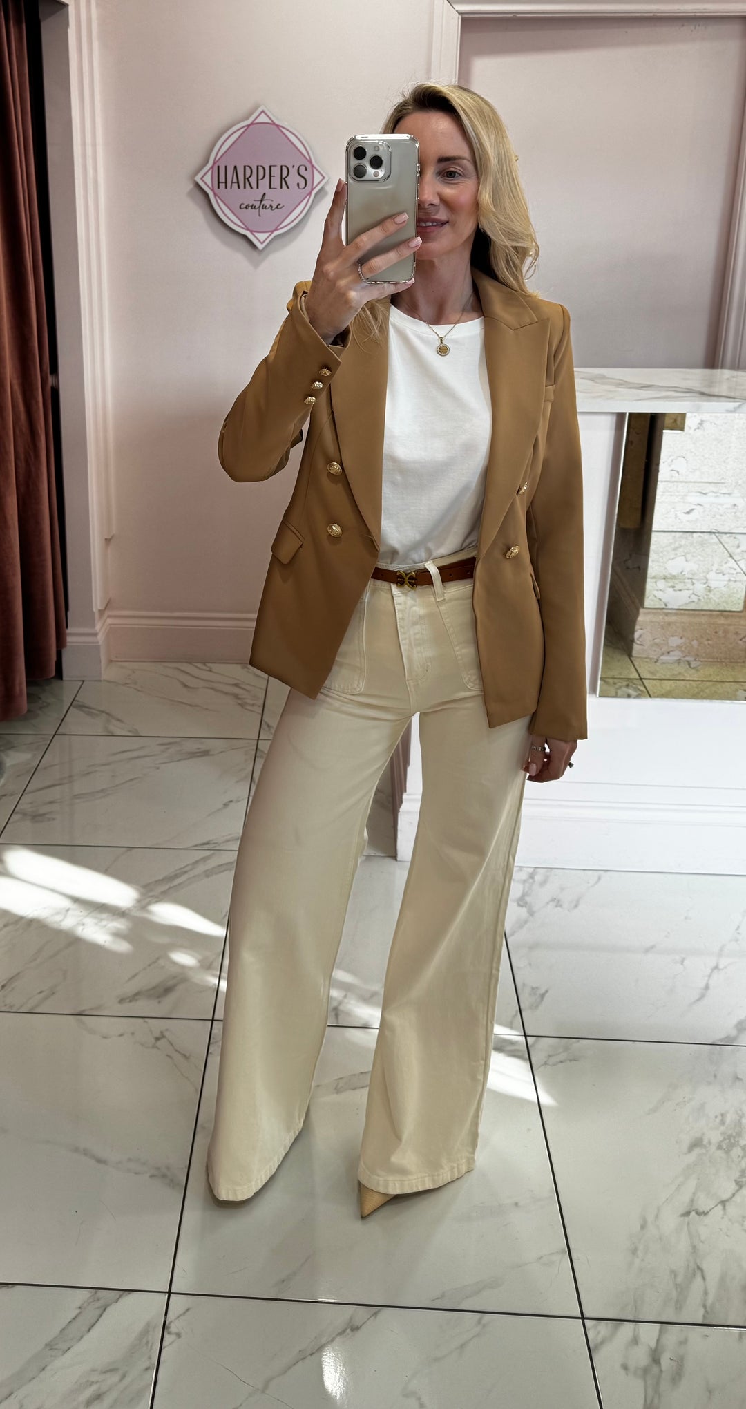 Alena Gold Button Inspired Blazer