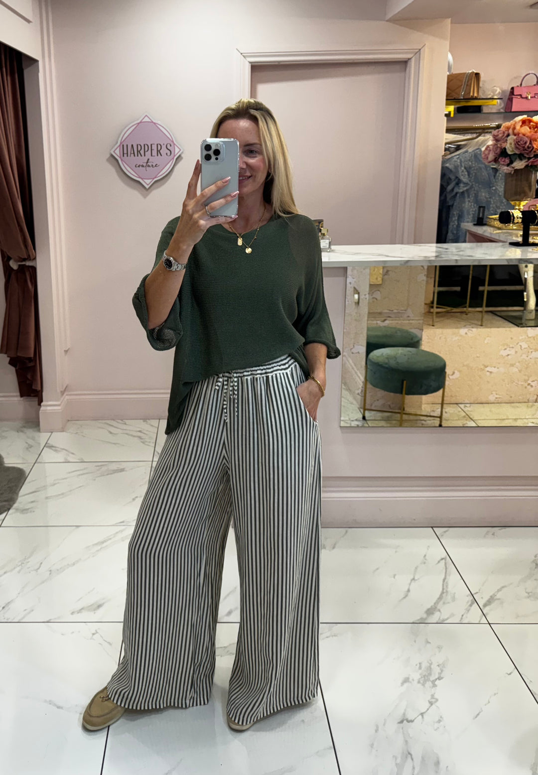 Blair Khaki Colour Fine Knit Top