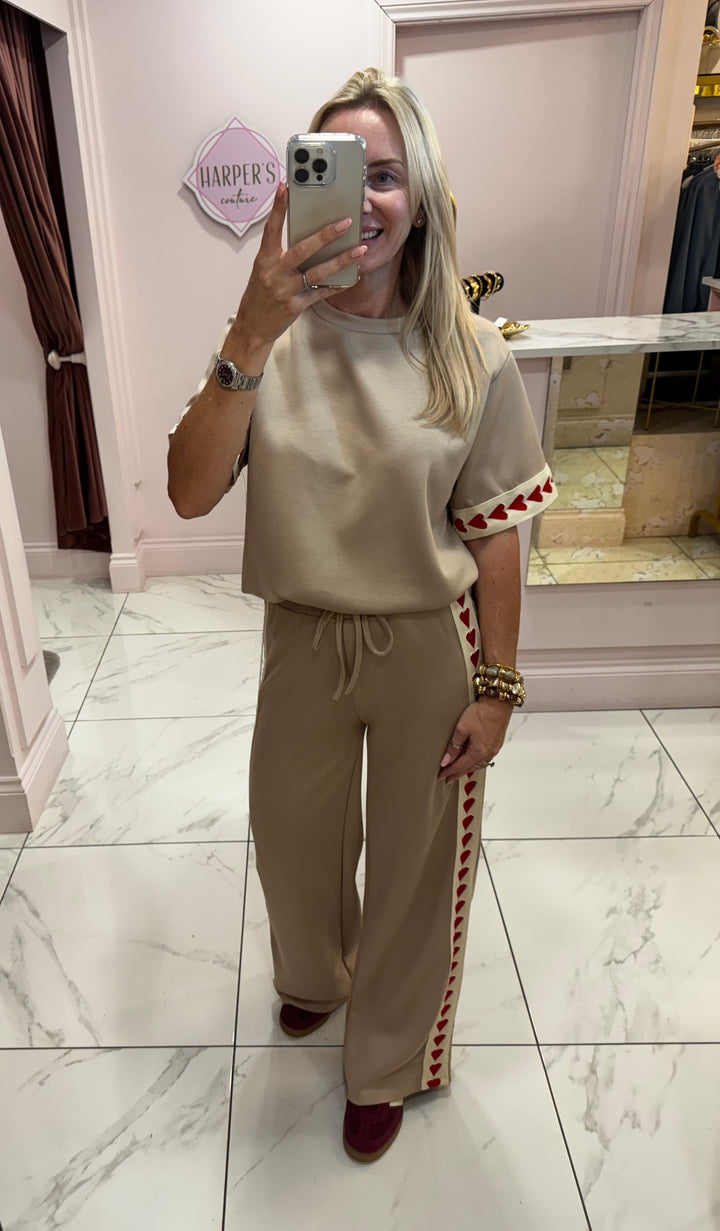 Heart Trim Top & Straight Leg Jogger  Co Ord Set