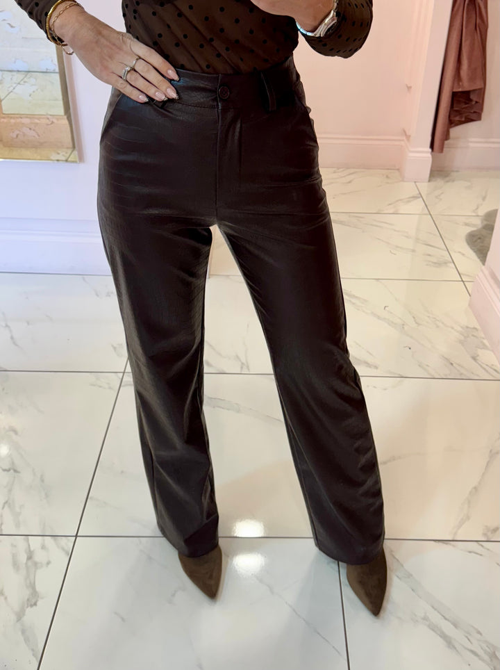 Valentina Faux Leather Wide Leg Trousers