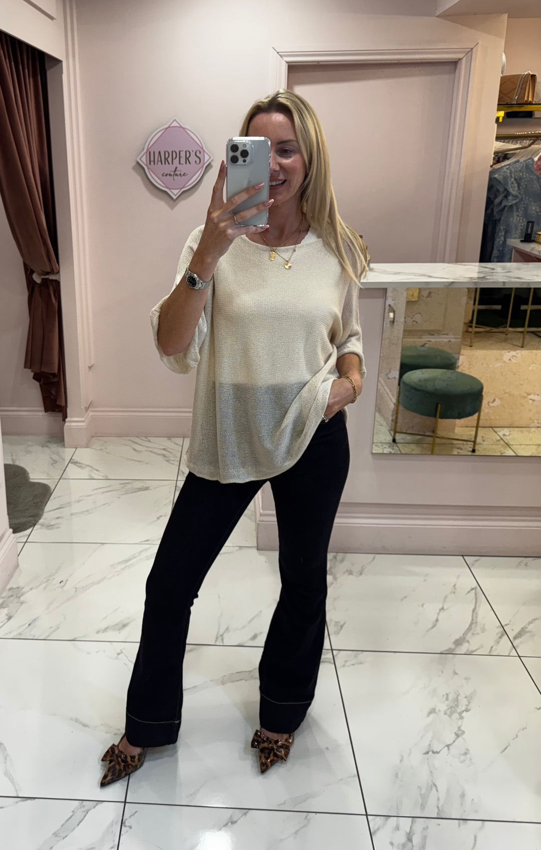 Blair Cream Colour Fine Knit Top