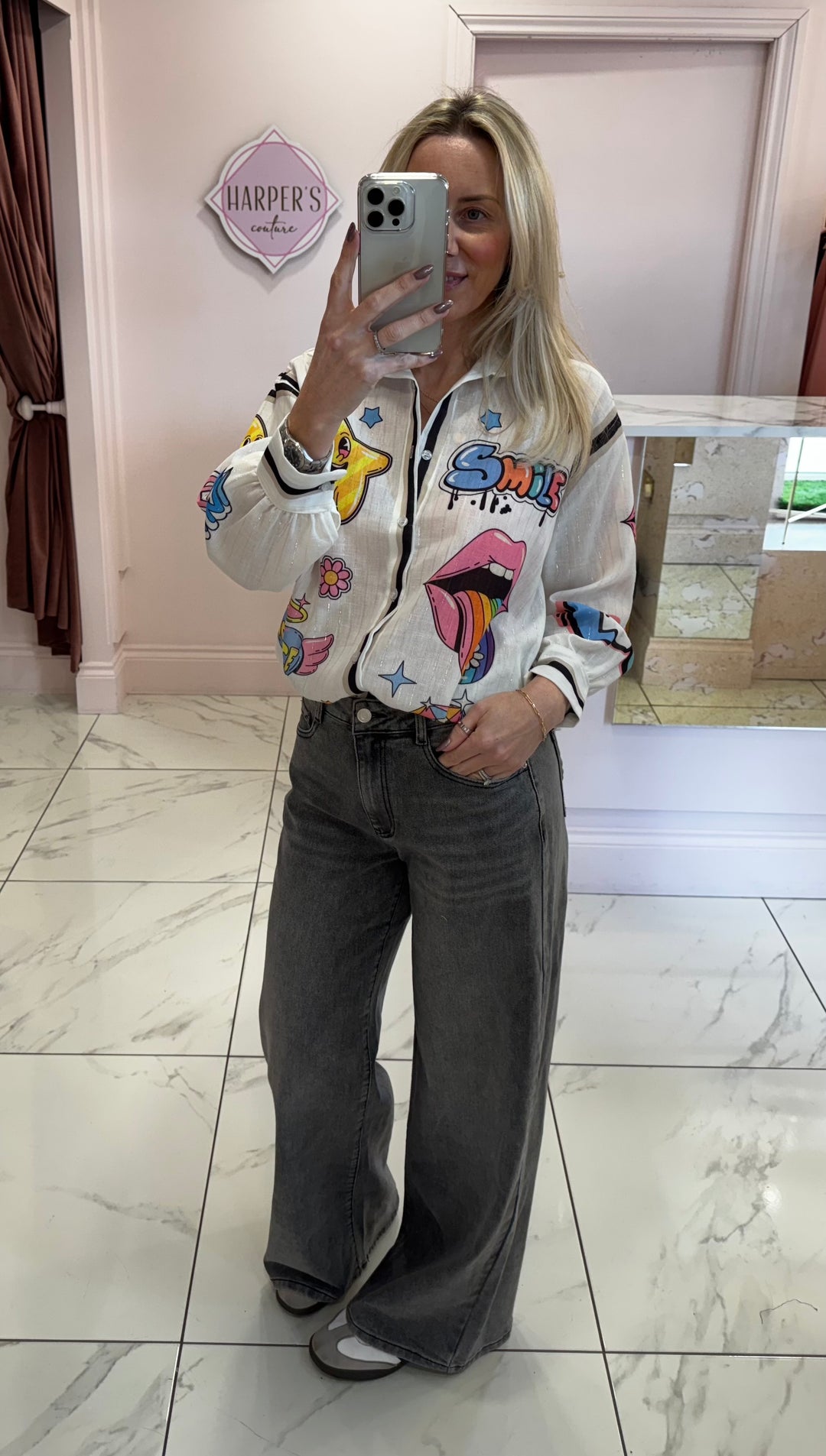 Rochelle Grey Dad Fit Stretch Jeans