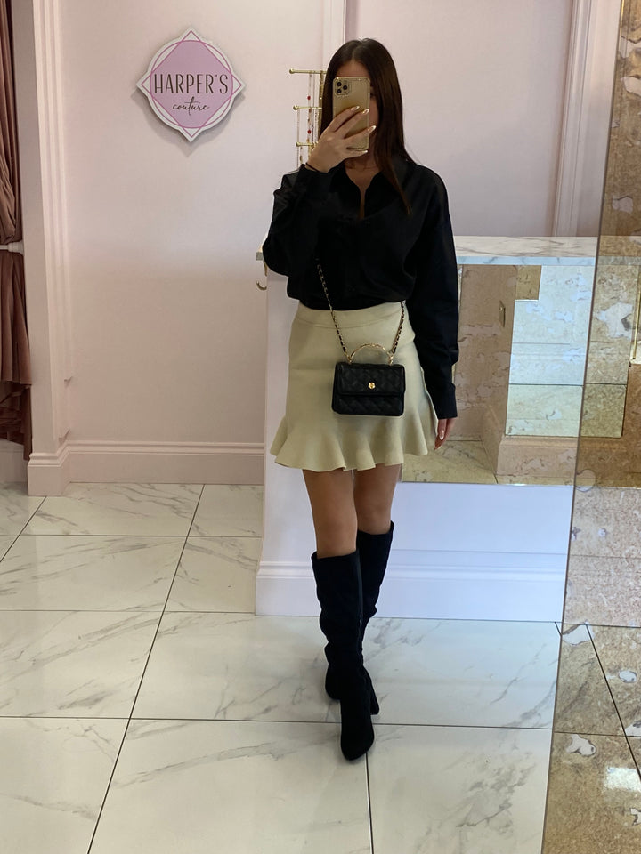 Iris Cream Peplum Knit Skirt