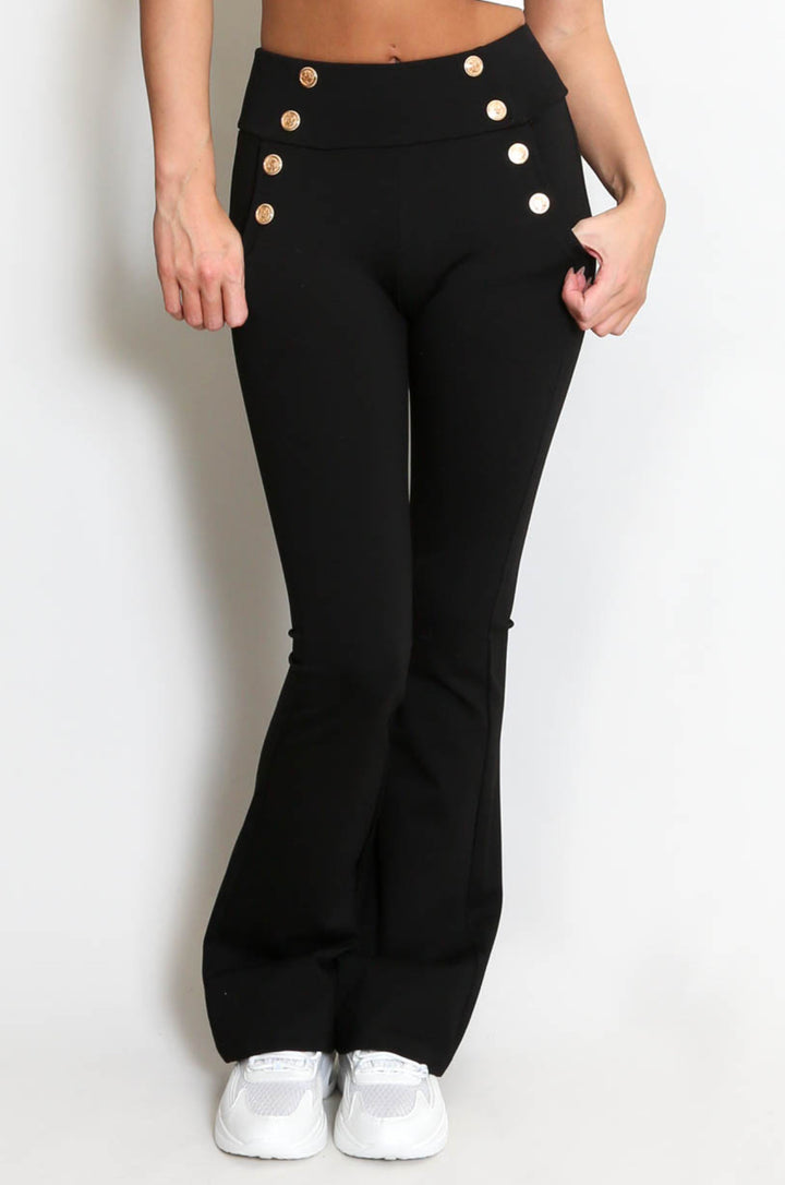 Kyrie Black Gold Button Trousers