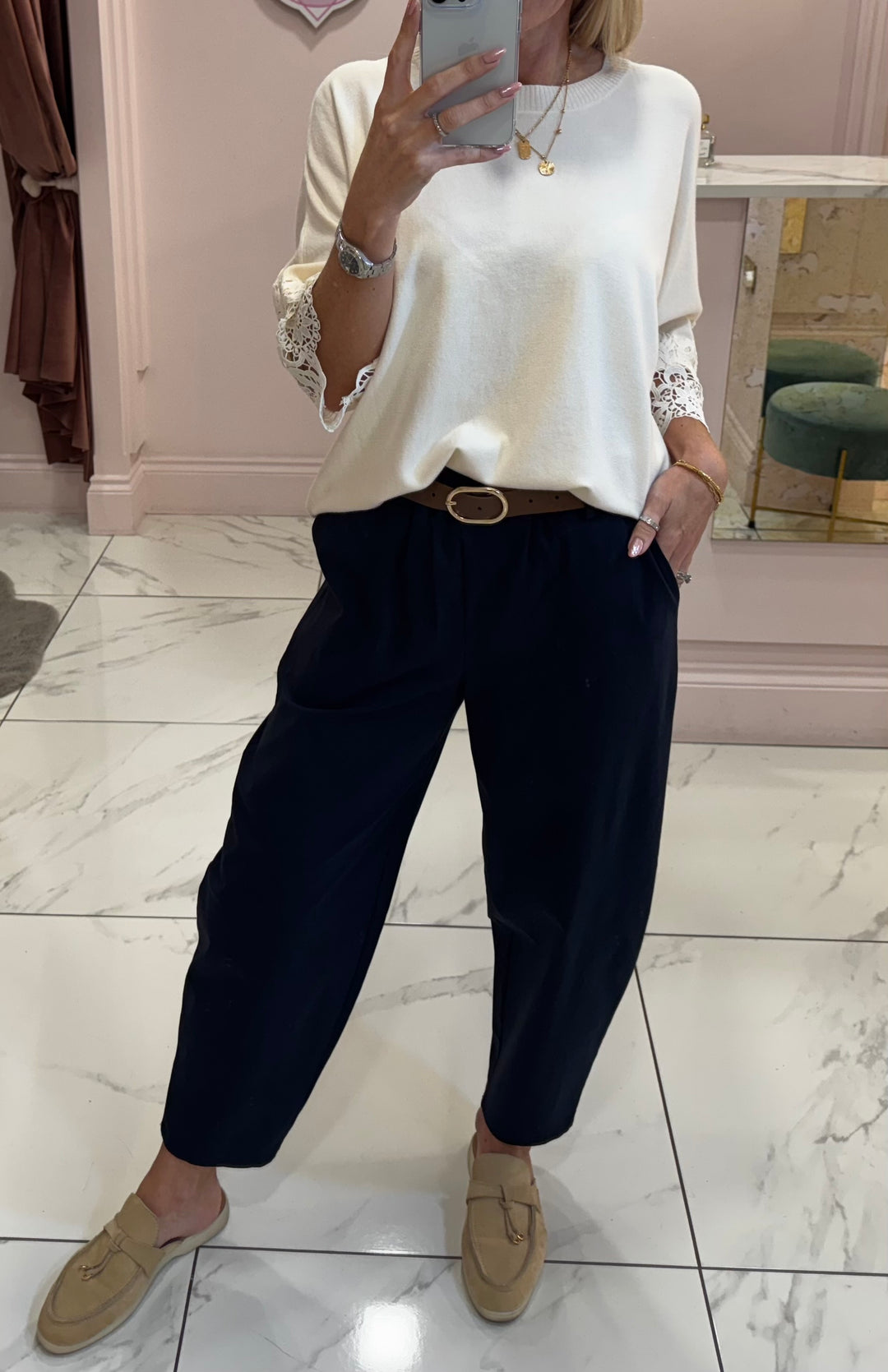 Cassie Super Soft Lightweight Short Sleeve Jumper with Lace Detail