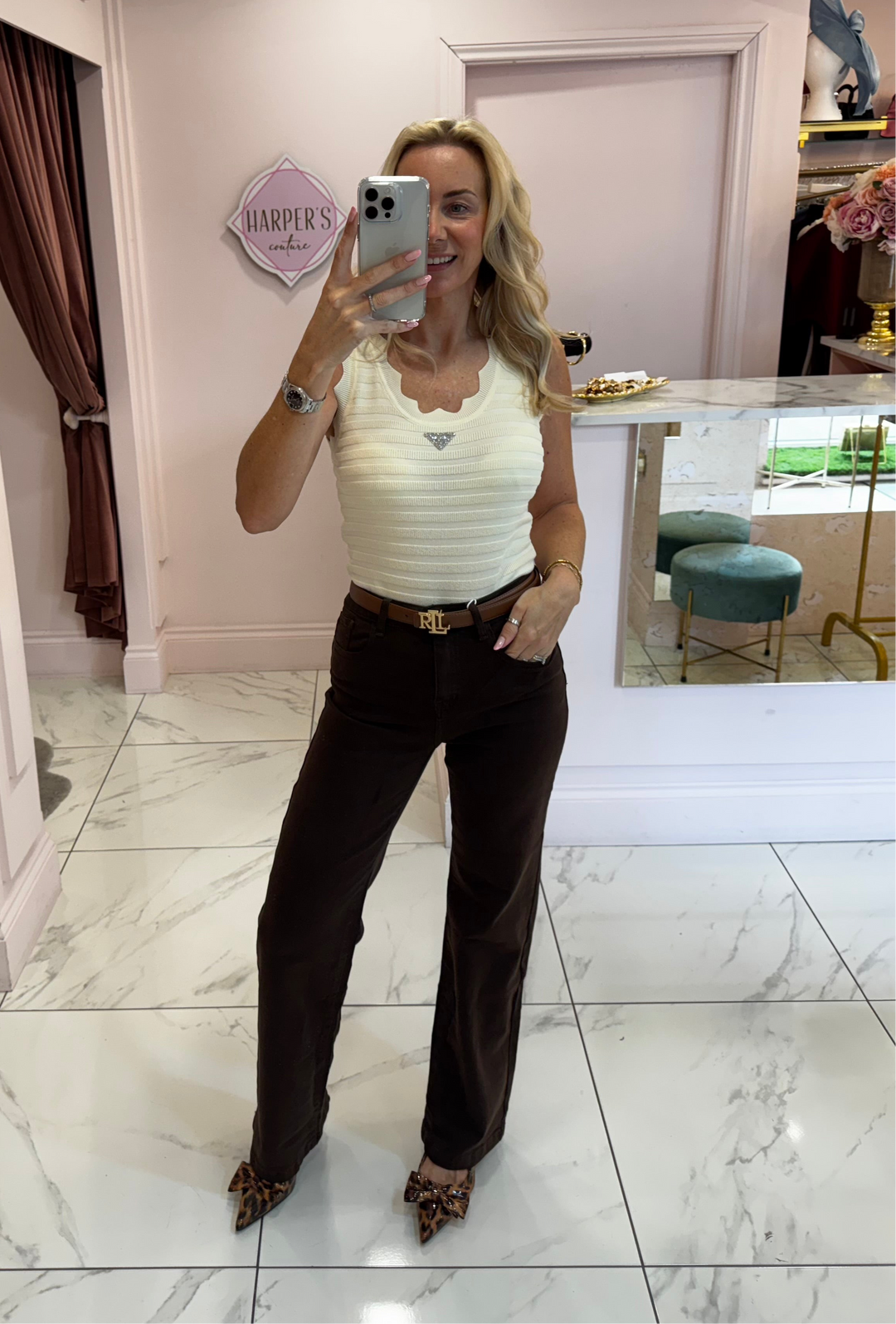Ray White Diamanté Detail Scallop Edge Fine Knit Top