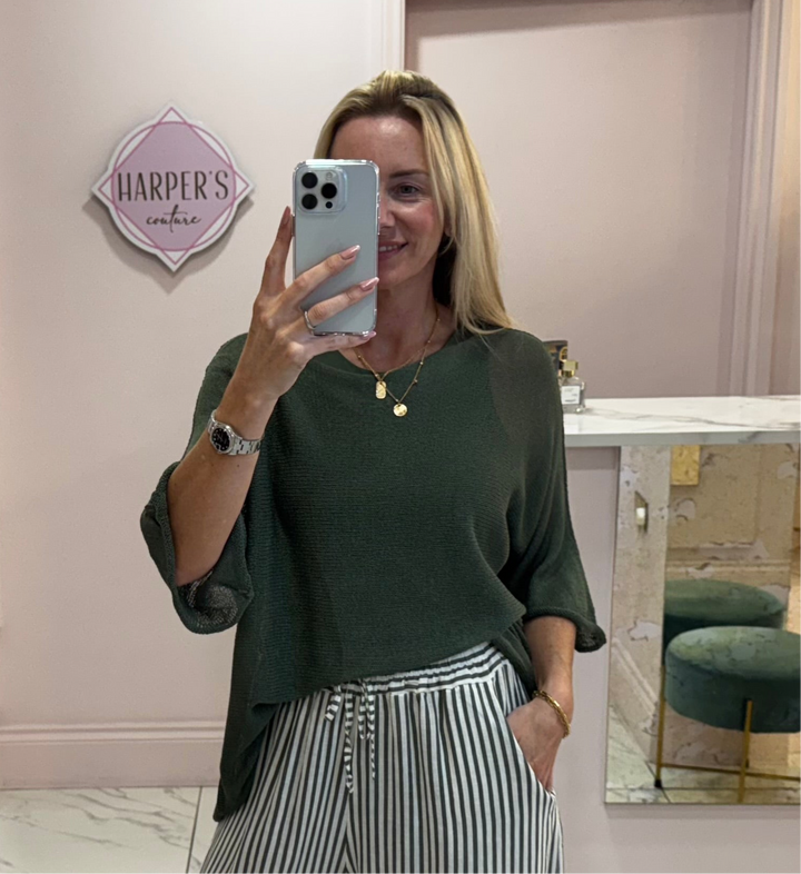 Blair Khaki Colour Fine Knit Top