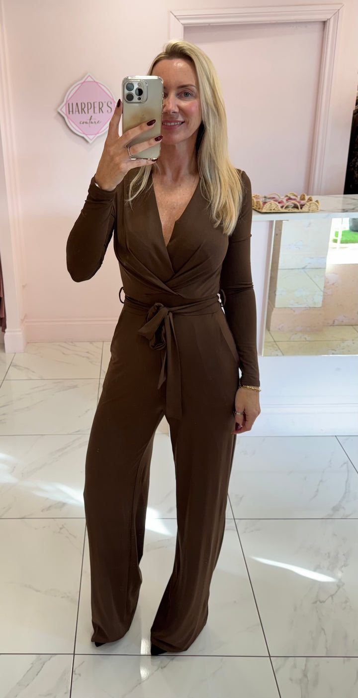 Mitzy Chocolate Slinky Jumpsuit