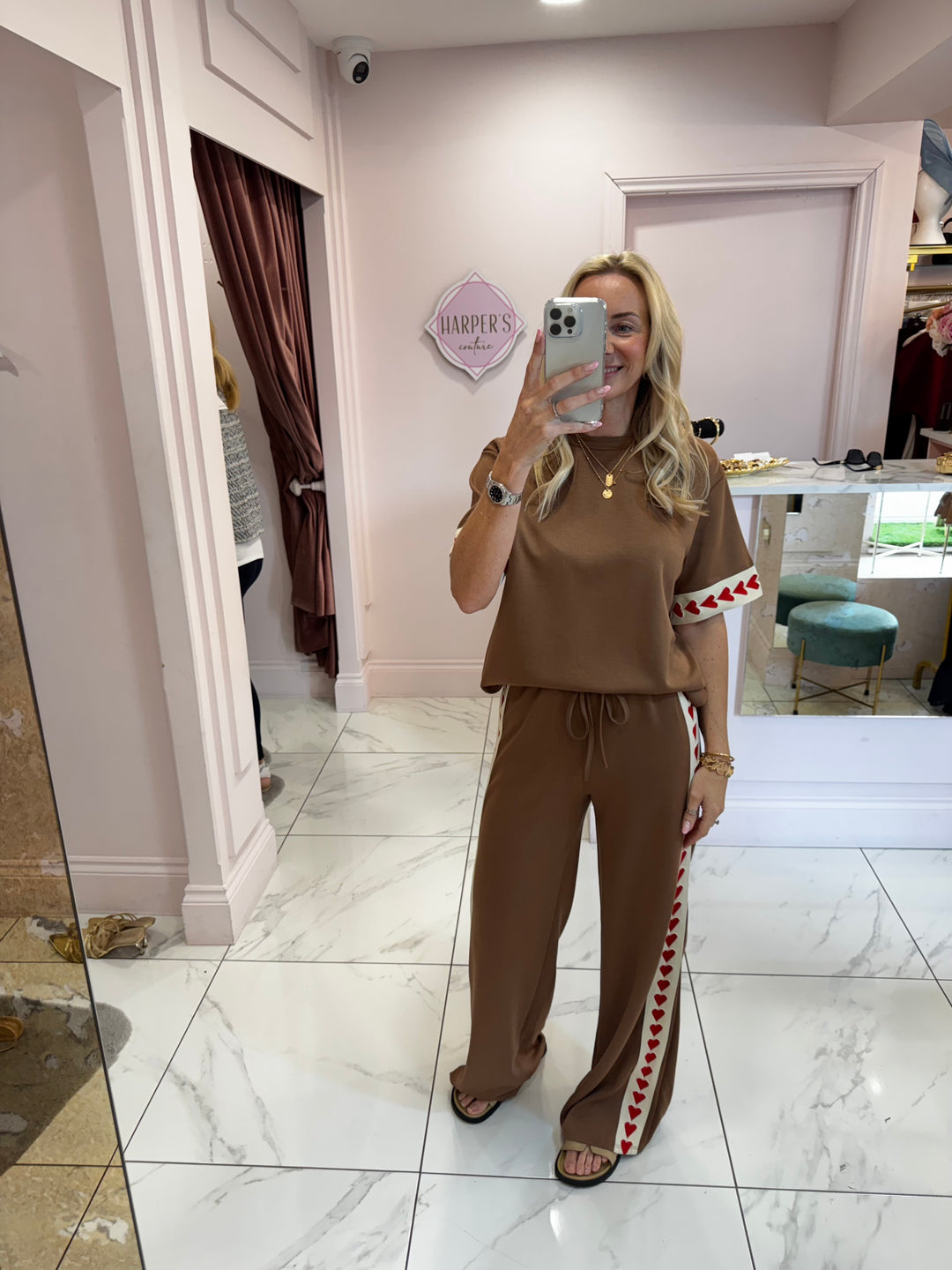 Heart Trim Top & Straight Leg Jogger  Co Ord Set