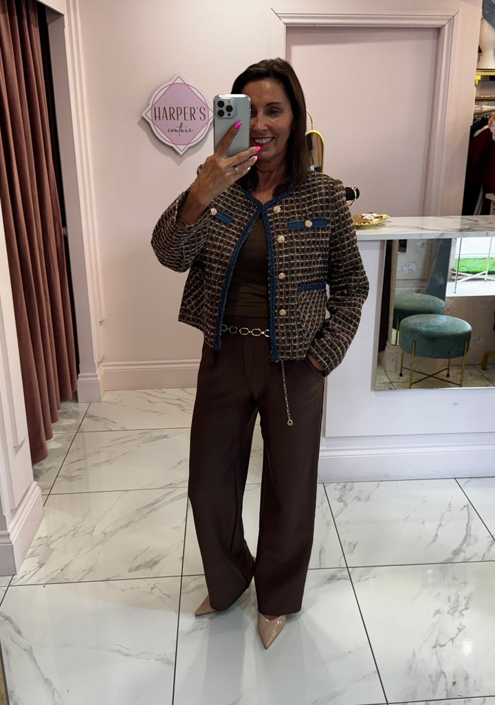 Chantelle Tweed Gold Button Jacket