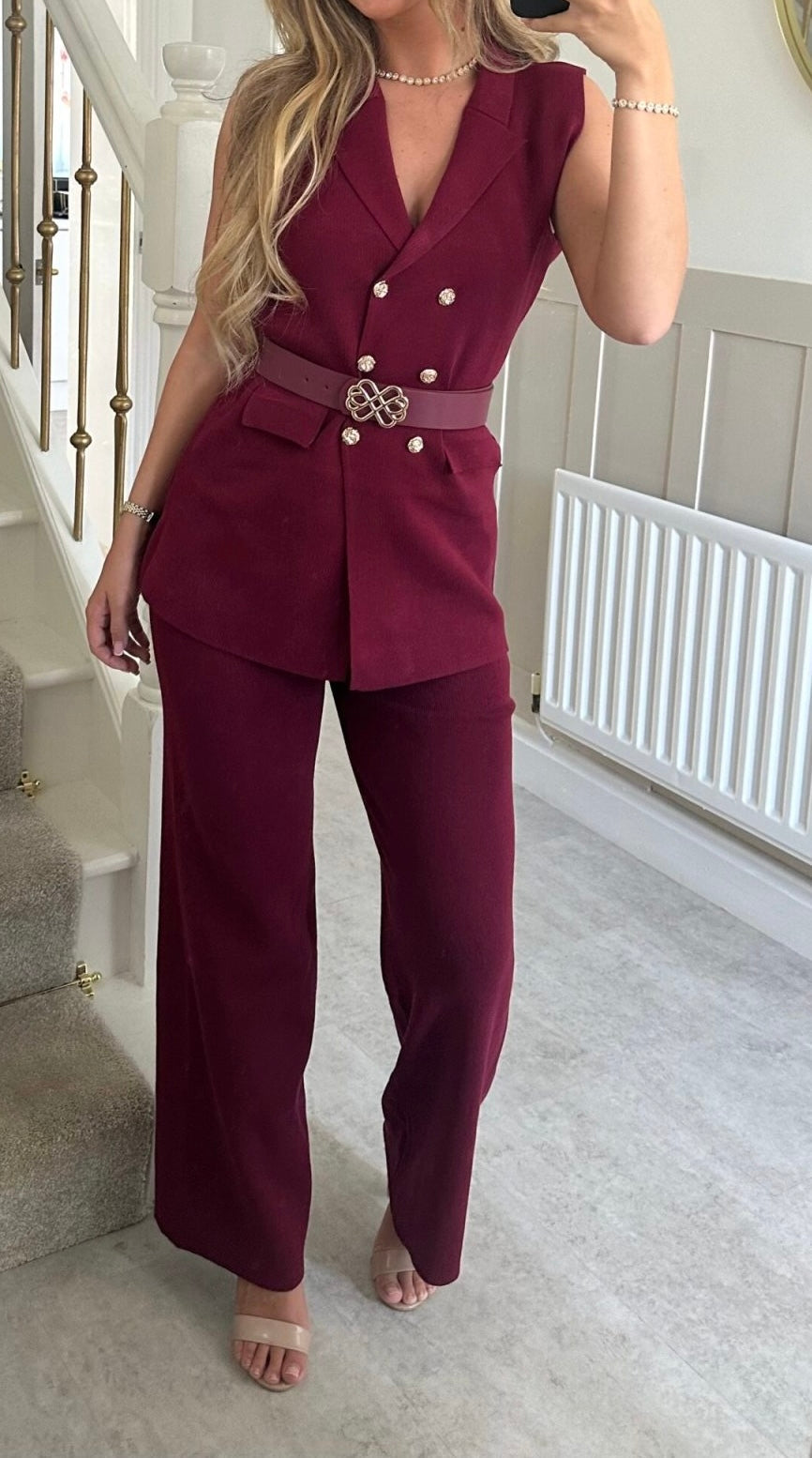 Blake Knit Belted Top & Trouser Co Ord Set