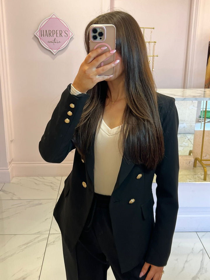 Alena Gold Button Inspired Blazer