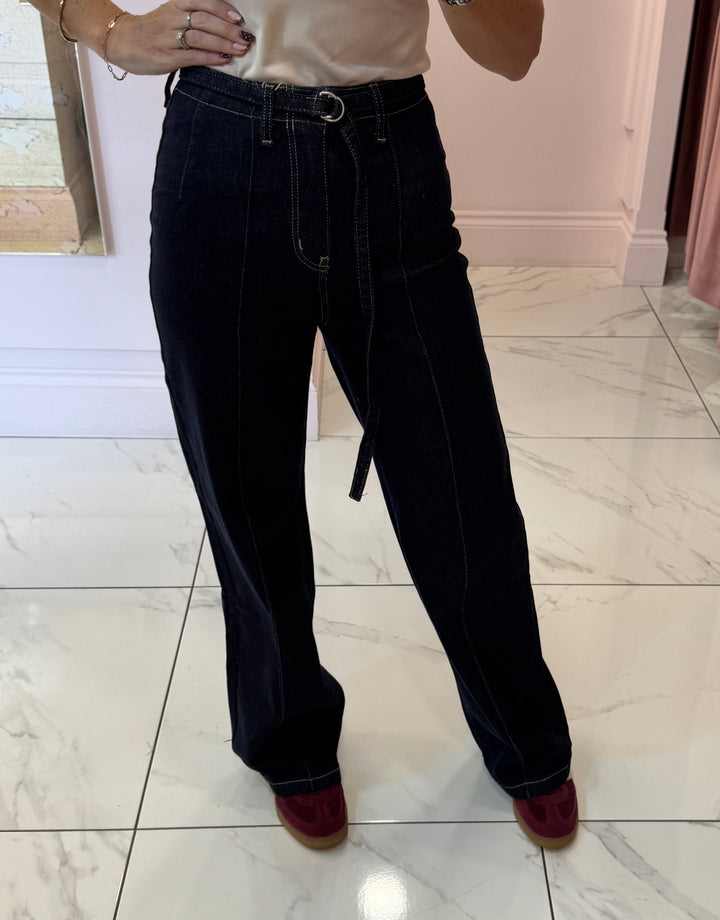 Charlie Indigo Seam Front Jeans with detachable belt
