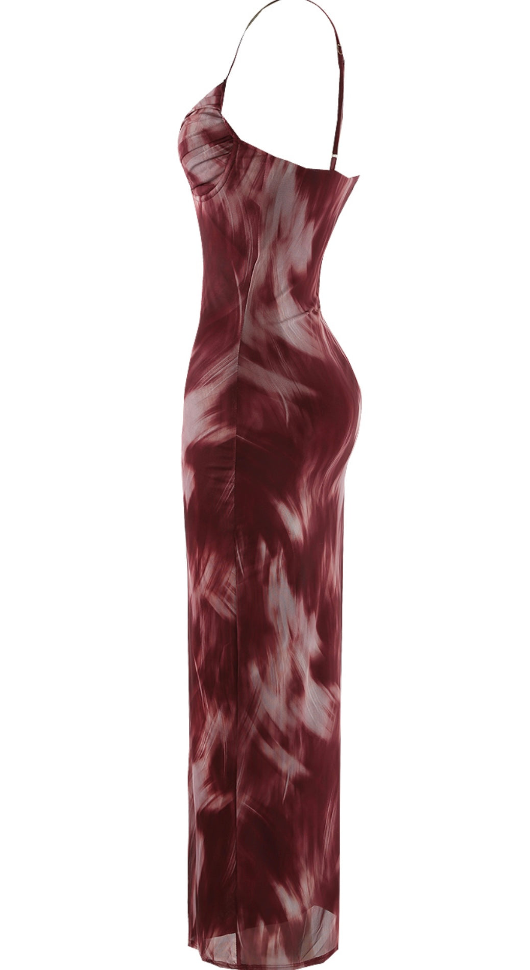 Libby Burgundy Print Mesh Dress