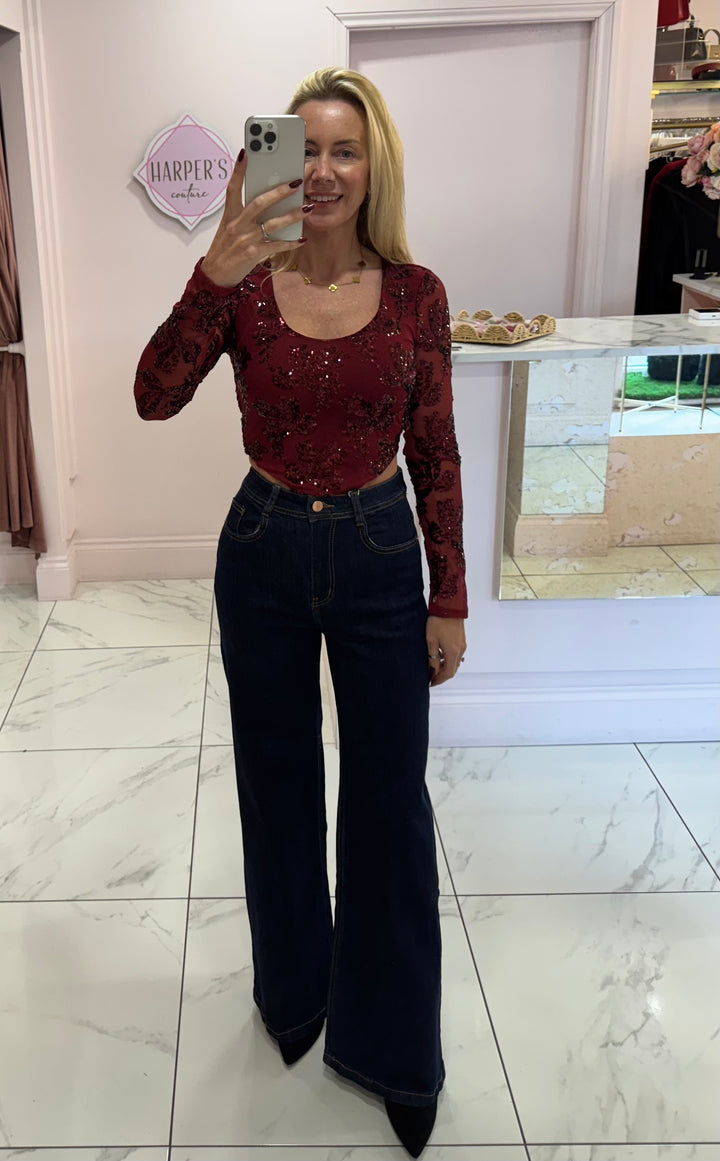 Rose Indigo wide leg denim jeans