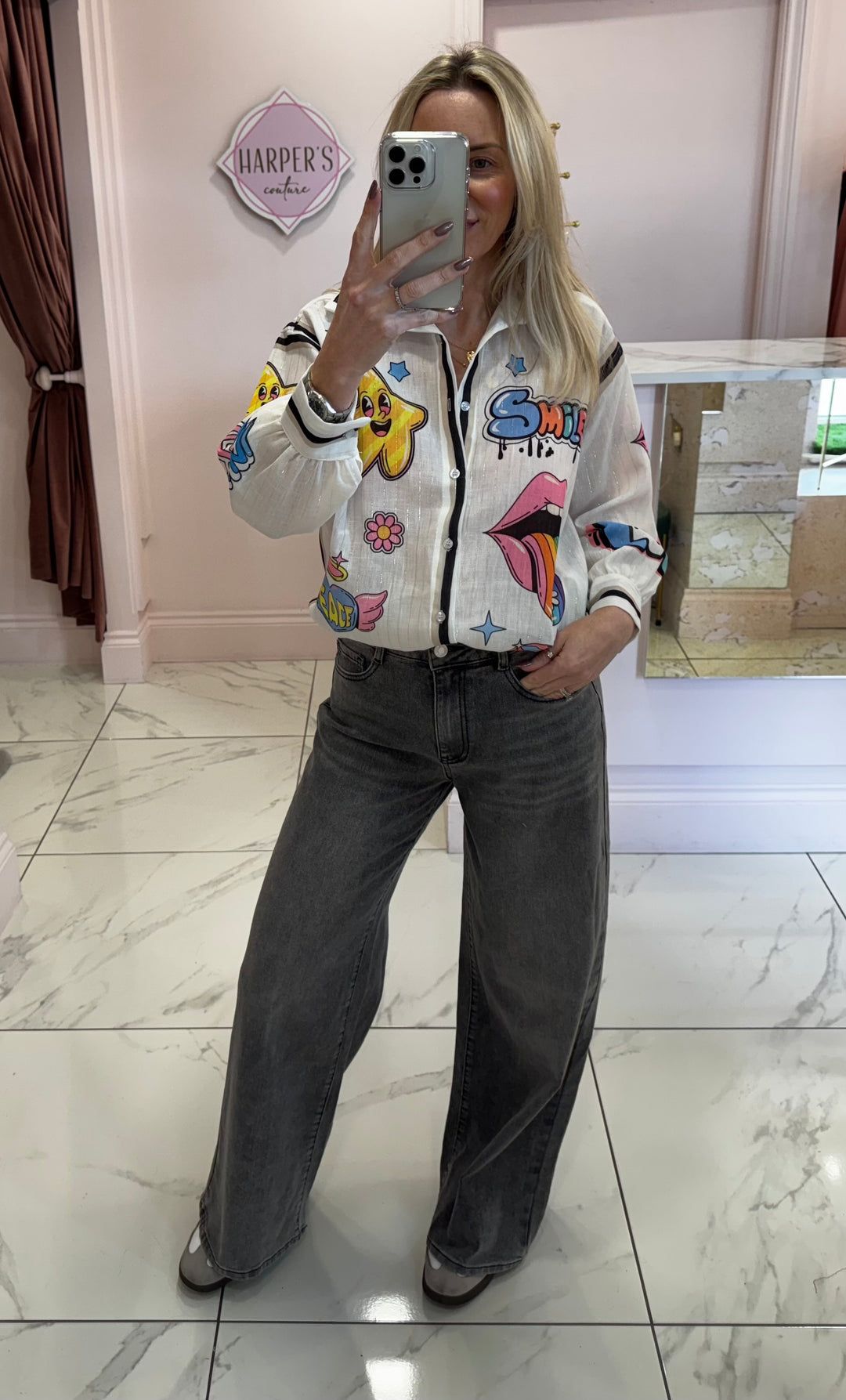 Rochelle Grey Dad Fit Stretch Jeans