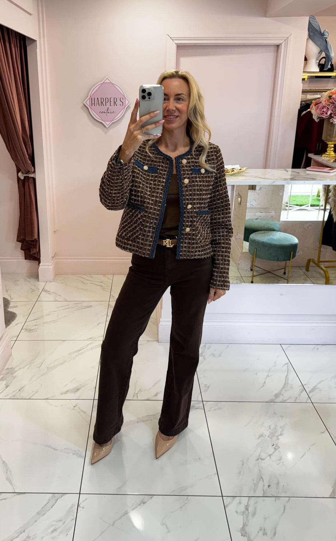 Chantelle Tweed Gold Button Jacket