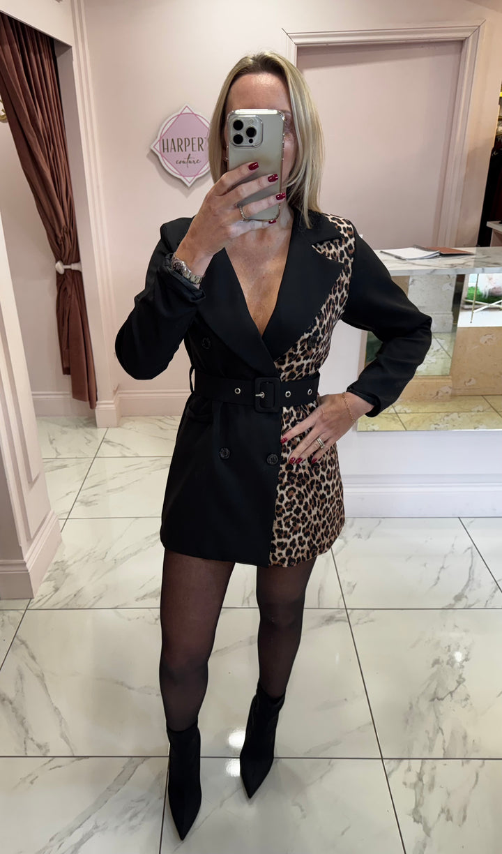 Chenise Leopard Trim Blazer