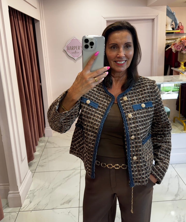 Chantelle Tweed Gold Button Jacket