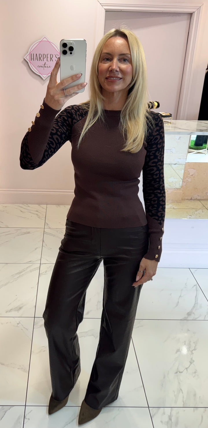 Valentina Faux Leather Wide Leg Trousers