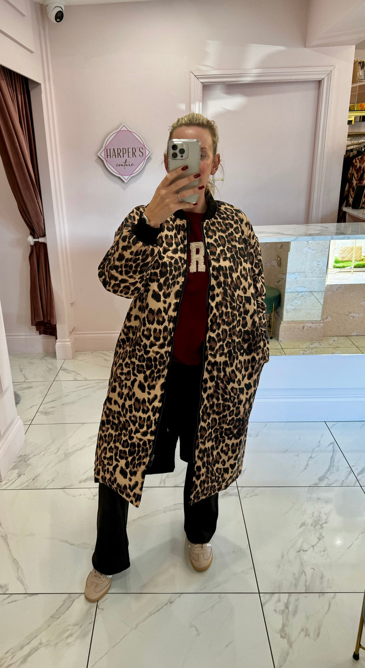 Gaynor Black & Leopard Reversible Longline Coat