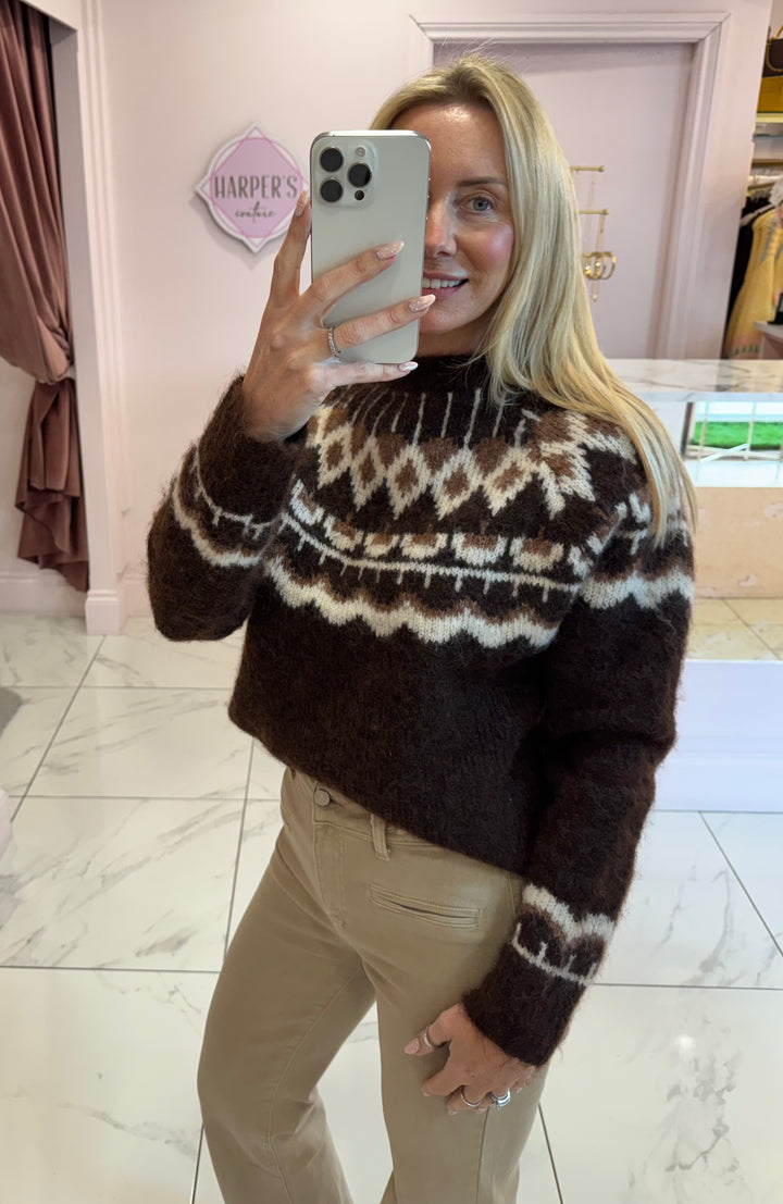 Fern Chocolate Apres Ski Knit Jumper