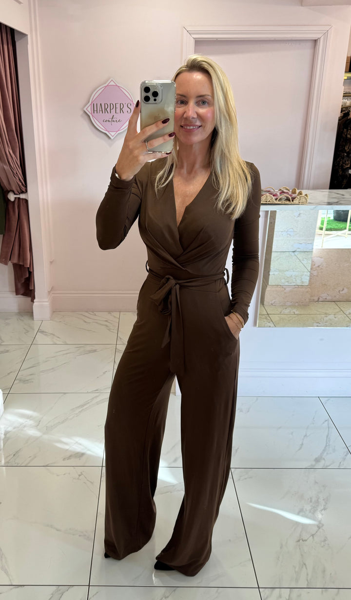 Mitzy Chocolate Slinky Jumpsuit