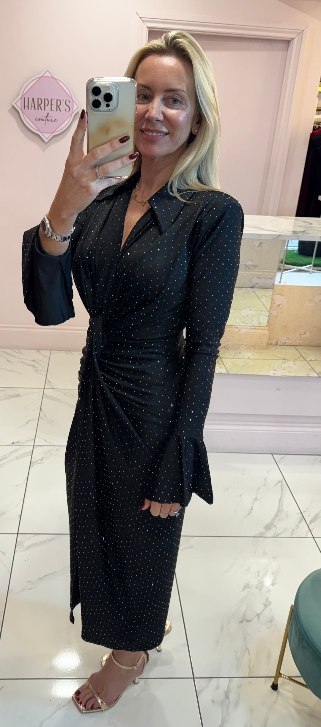 Selina Sparkle Embellished Diamanté Midi Dress