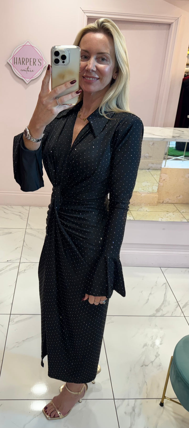 Selina Sparkle Embellished Diamanté Midi Dress