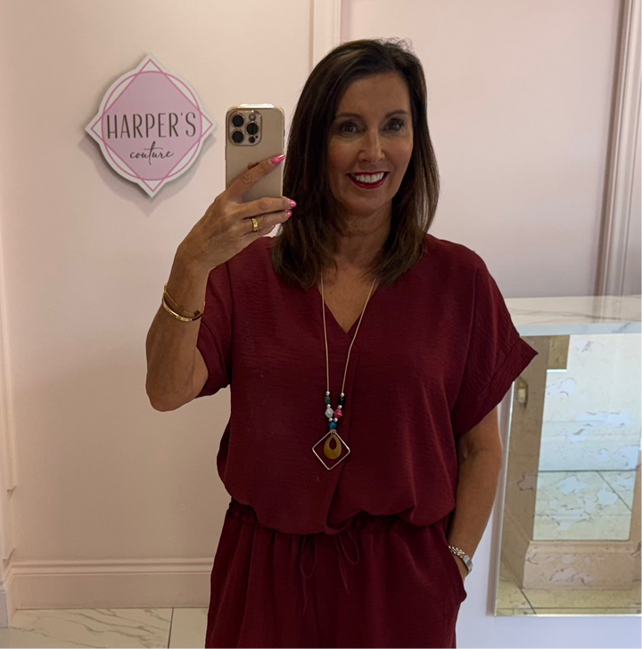 Ember V Neck Top With Necklace