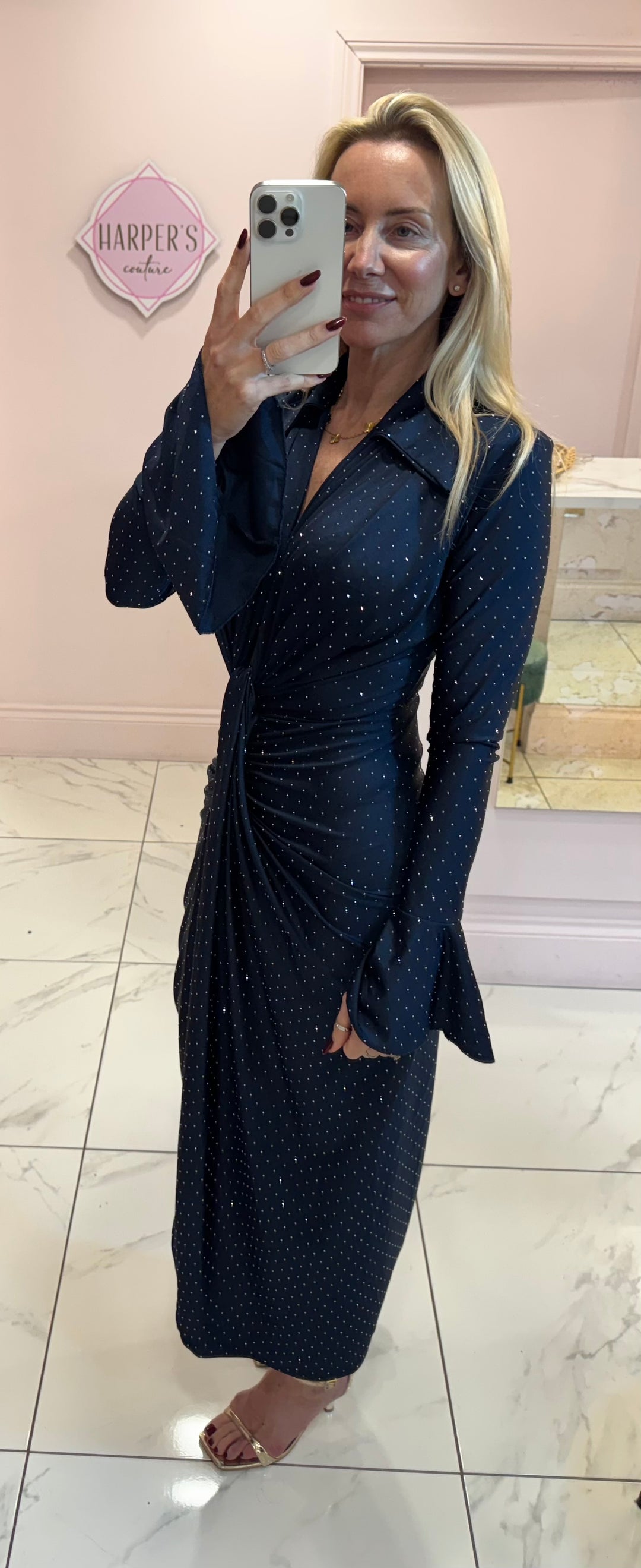 Selina Sparkle Embellished Diamanté Midi Dress