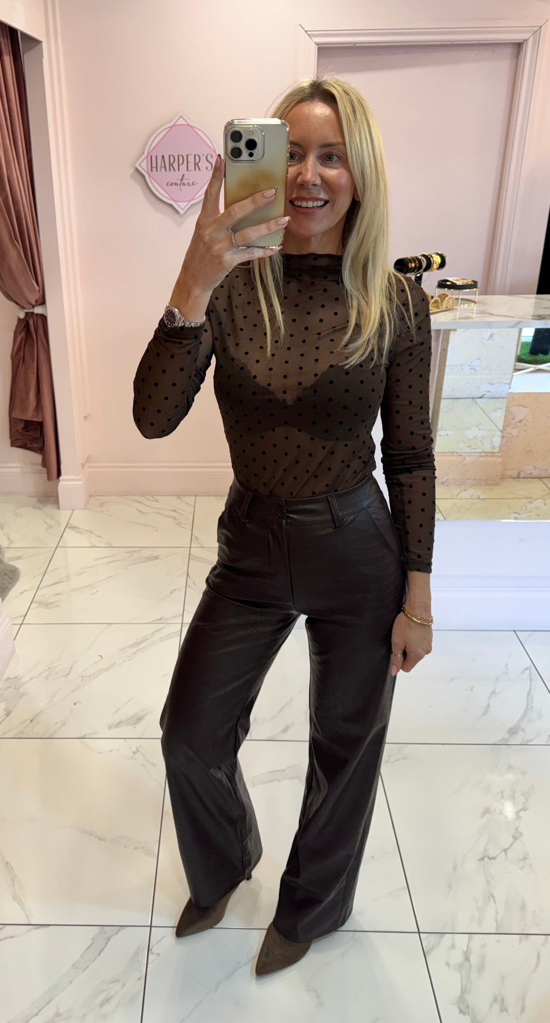 Valentina Faux Leather Wide Leg Trousers